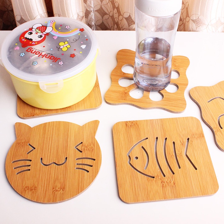 Miếng lót nồi xoong bằng gỗ G01 cao cấp, khắc laser họa tiết đa dạng, giá rẻ