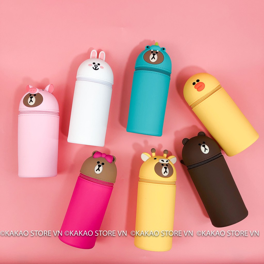 HỘP ĐỰNG BÚT PHỤ KIỆN SILICON BROWN CONY LINE FRIENDS NHIỀU MẪU