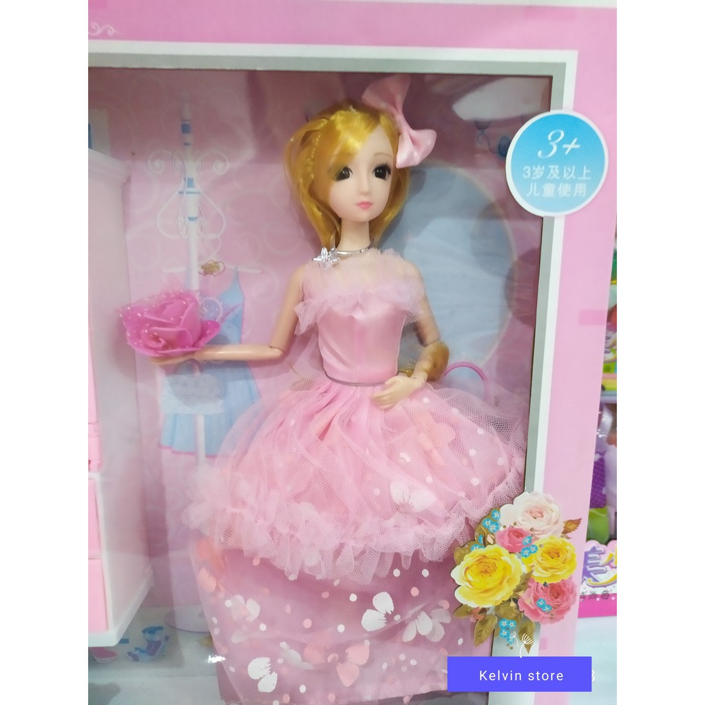 Hộp Búp bê Barbie thời trang có khớp kèm tủ quần áo