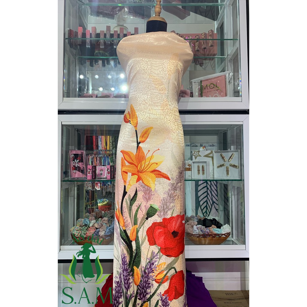 VẢI ÁO DÀI IN 3D HỌA TIẾT [ VẢI ÁO LỤA PHI YẾN 2M ]