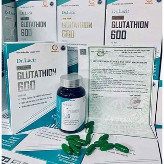 Viên uống trắng da Glutathione 600 Dr Lacir mờ nám giảm tàn nhang mẫu mới nhập khẩu Nhật Bản 30 viên