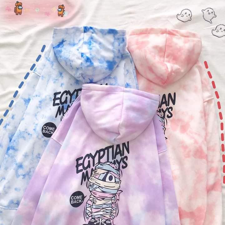 Áo hoodie zip loang màu hình Xác ướp Ai Cập unisex cryaotic10