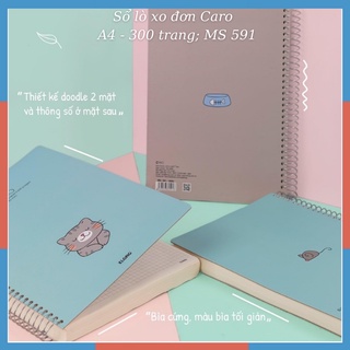  Sổ lò xo đơn Caro Klong  6 x 6  mm kẻ ngang A4 - 200,300 trang; MS 590 591 598 599 