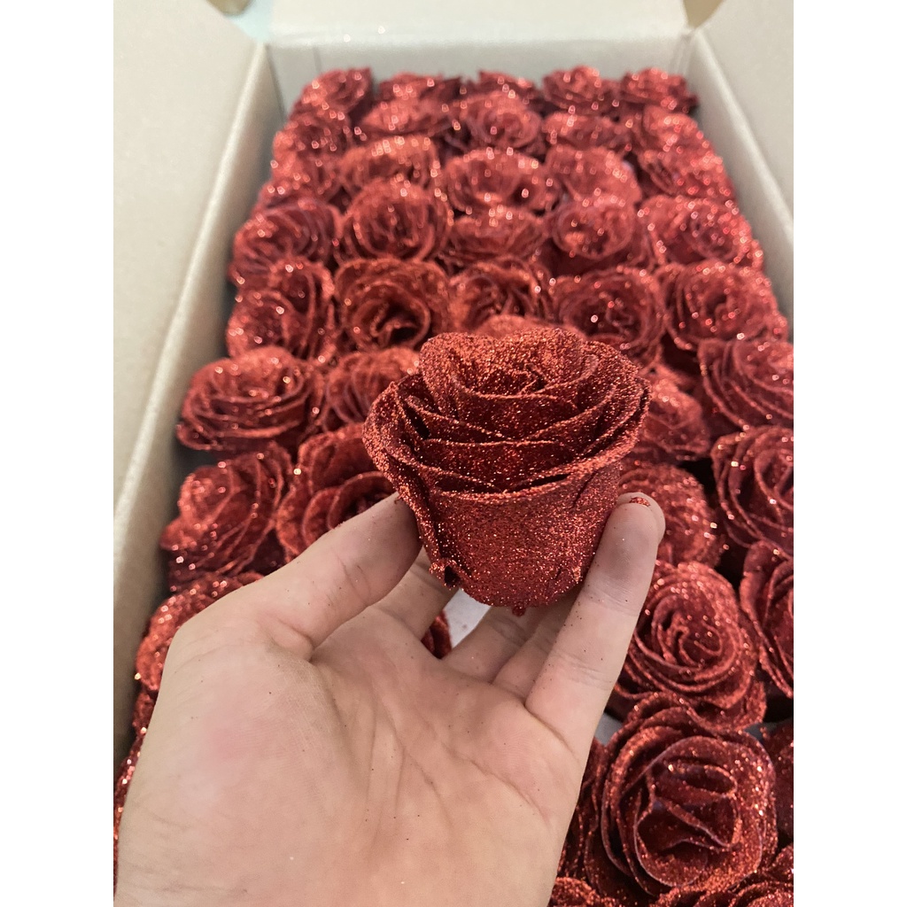 Hoa Nhũ Màu Đỏ Cao Cấp, Thùng 200 Bông,Có Xếp Hộp ( Hàng Loại 1, Xịn)-đặt 2 thùng ship ưu đãi