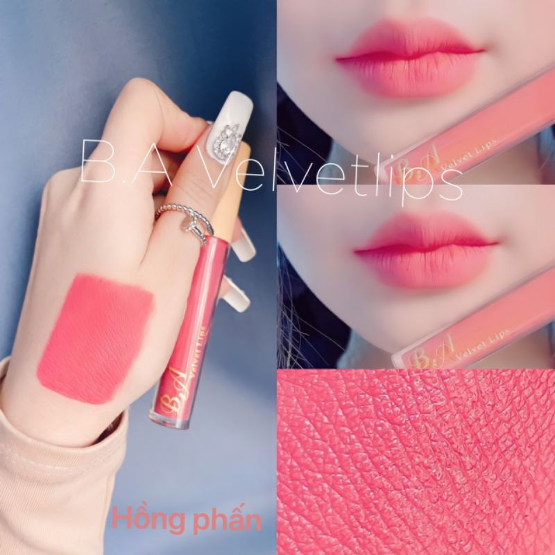 Xinh Lung Linh [Hồng Phấn ]Son Cao Cấp BA velvet Lips 2021 Màu Hồng Phấn