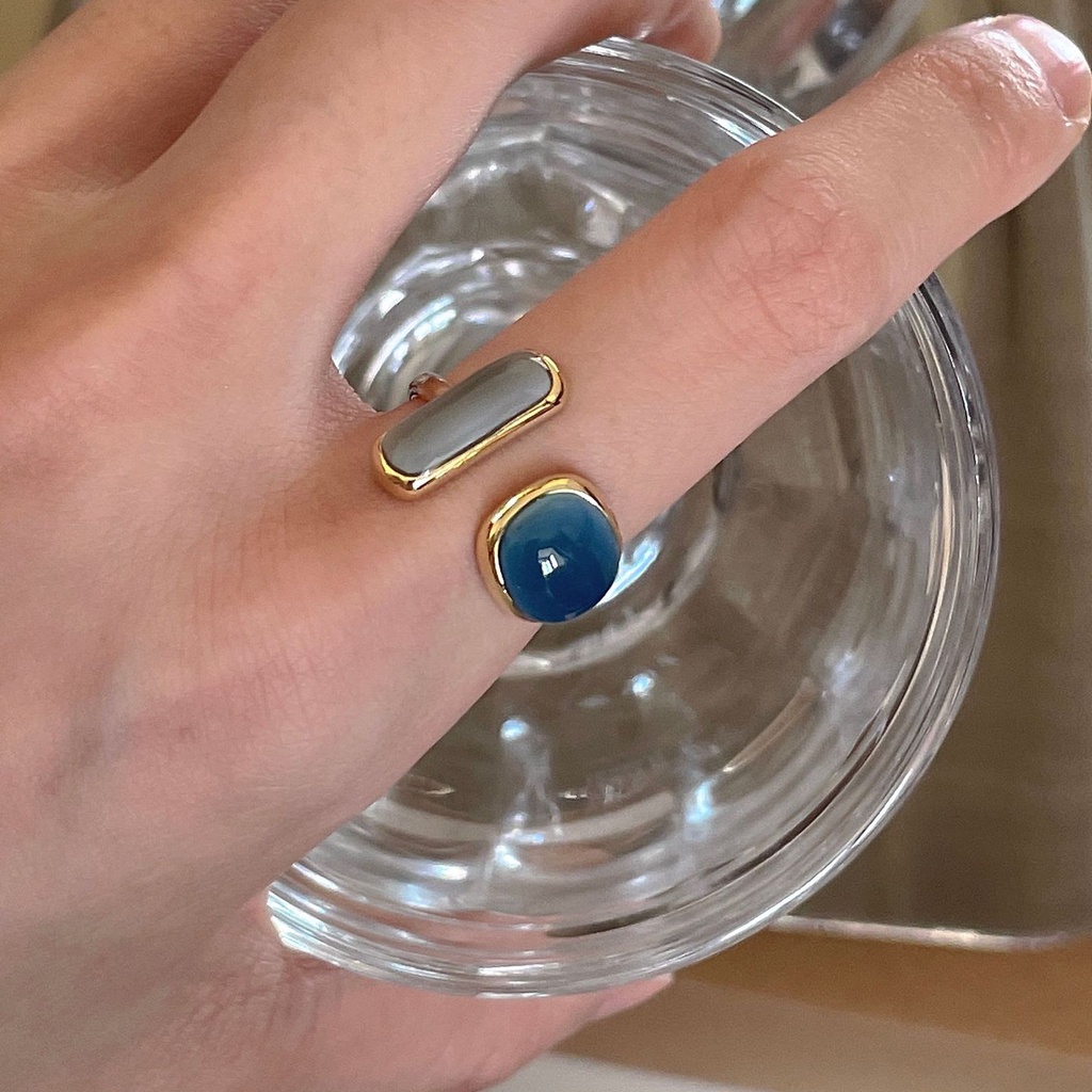 Nhẫn Hở Hợp Kim Đính Đá Ngọc Lục Bảo Nhân Tạo Phong Cách Boho Thời Trang Cho Nữ