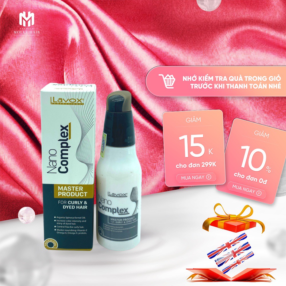 Siêu phẩm dành cho tóc uốn nhuộm Mollyhair Nanocomplex, tăng cường sắc tố và giữ nếp cho lọn tóc bồng bềnh 60ml
