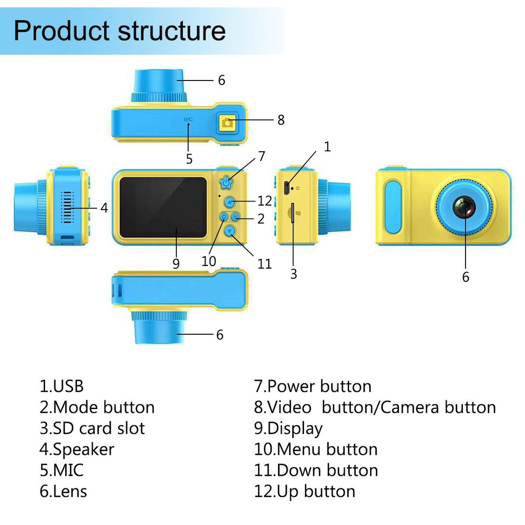Máy ảnh kỹ thuật số mini 2 inch 2MP đa năng cho bé | BigBuy360 - bigbuy360.vn