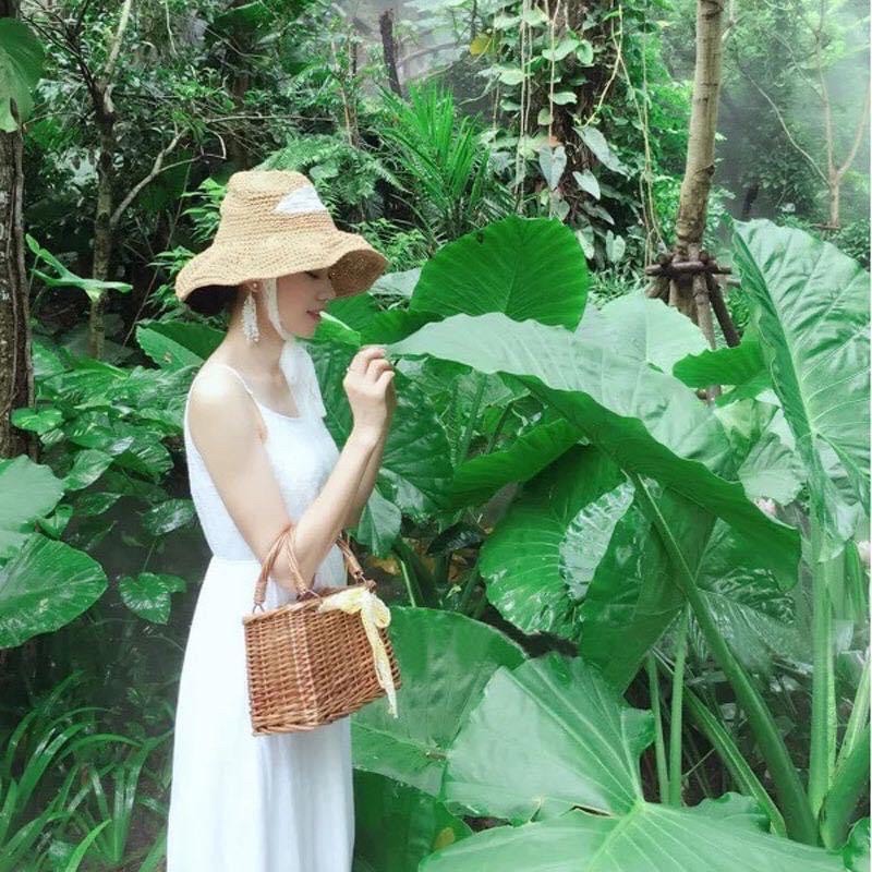 Túi Mây Tre Đan Cao Cấp Đính Nơ Ren | BigBuy360 - bigbuy360.vn