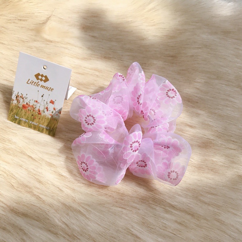 Dây cột tóc scrunchies voan hoa LITTLE MUSE