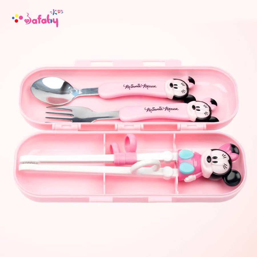 [INOX304] Bộ Đũa Tập Ăn Cho Bé, Thìa Ăn Dặm Cho Bé Đầy Đủ 04 Món Inox 304 - Bafaby Kids