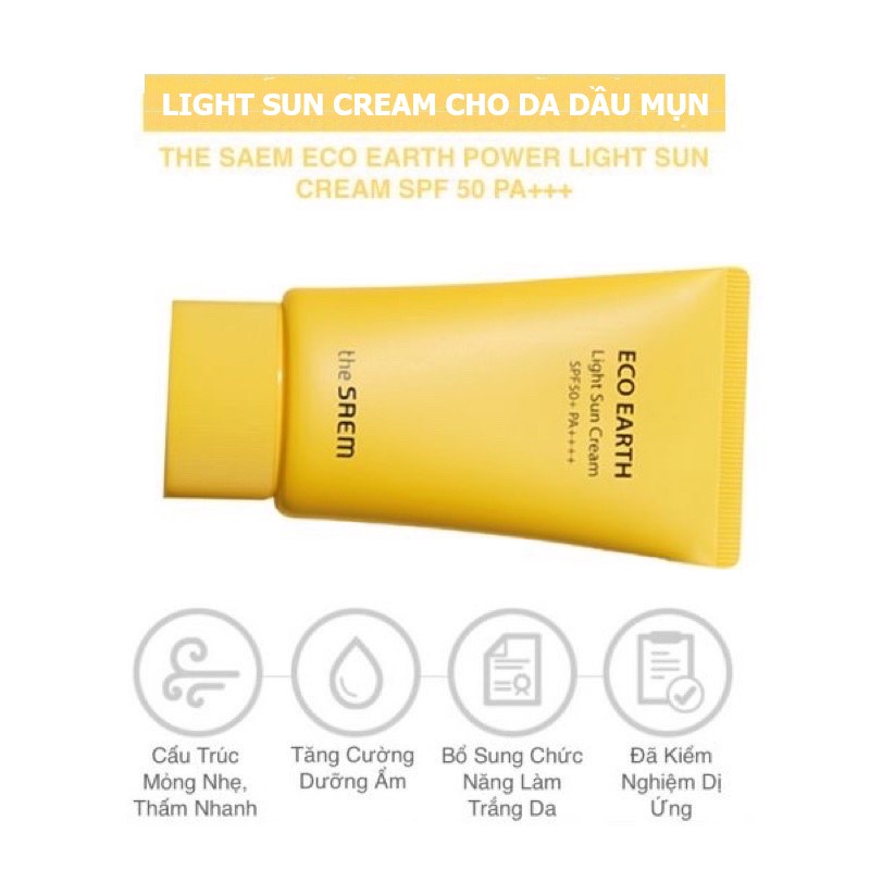 [Nhập khẩu chính hãng] Kem chống nắng Hàn Quốc The SAEM 50ml SPF 50+++, dịu nhẹ phù hợp da dầu mụn, nhạy cảm