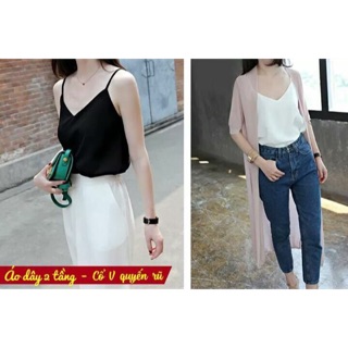 Áo voan hai dây cổ chữ V