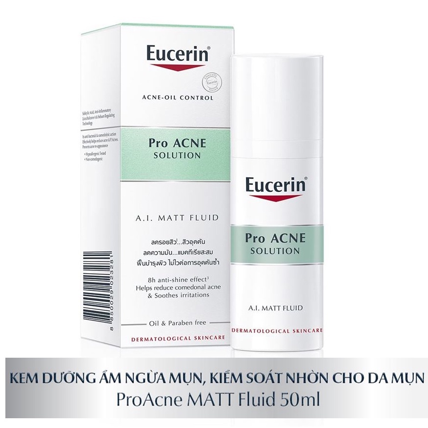 Kem Dưỡng Kiểm Soát Nhờn Ngừa Mụn Eucerin Pro Acne Solution A.I Matt Fluid 50ml - ProAcne AI Mattifying