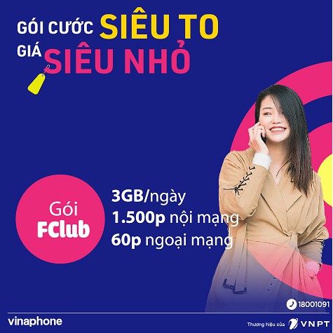 Sim 091 Gói FCLUB VinaPhone 4G ưu đãi siêu to giá siêu nhỏ Miễn Phí Tháng đầu Tặng Phút Gọi Nội Ngoại Mạng Data lướt Web
