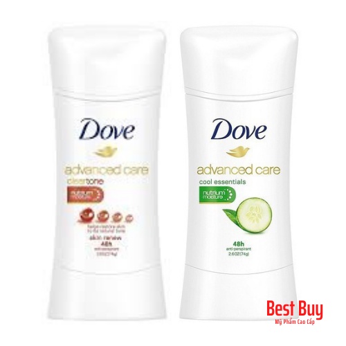 [USA] Lăn Khử Mùi Dove Advanced Care Khô Thoáng Dịu Nhẹ Hương Ng/Trai 74g (Sáp - Nữ)