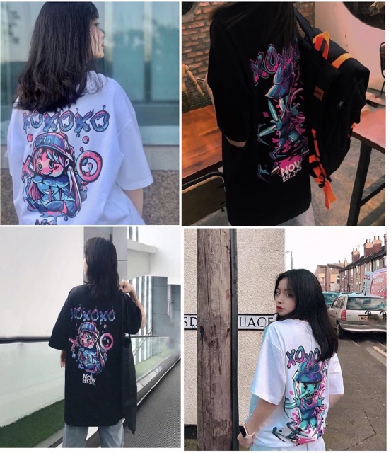 ÁO THUN COTTON TAY LỠ IN HÌNH BƯỚM