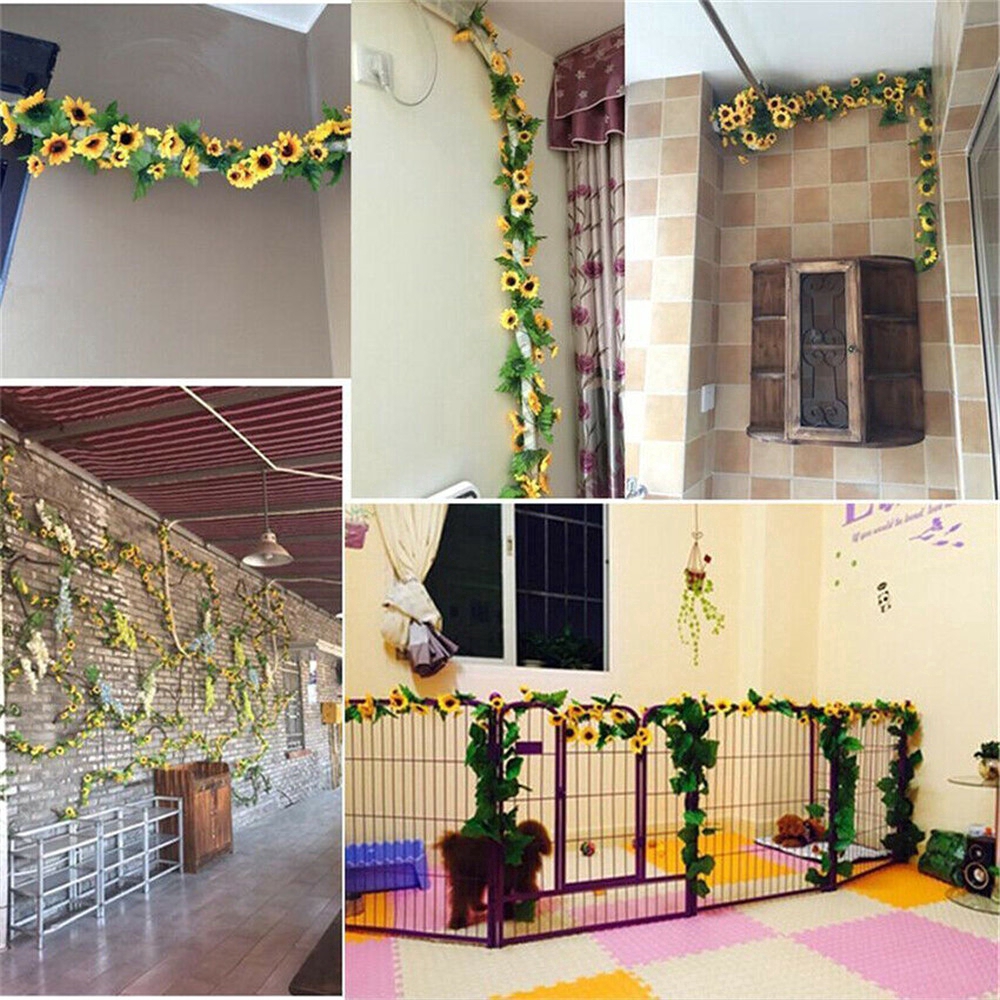 Cod Qipin Artificial Sunflower Garland Vine Silk Fake Flowers Wedding Home Party Decor Accessories