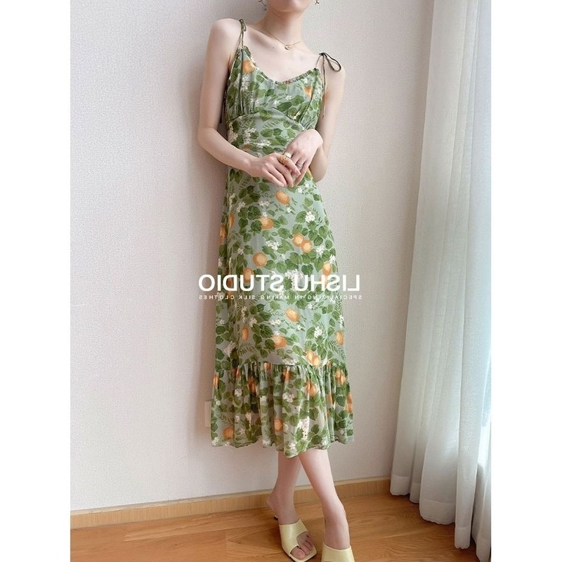 Đầm Voan Hoa Hai Dây Thời Trang Mùa Hè Dành Cho Nữ