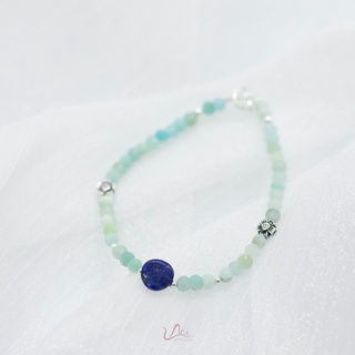 Vòng tay đá Amazonite mix Lapis 4mm tự nhiên Phong thủy UME