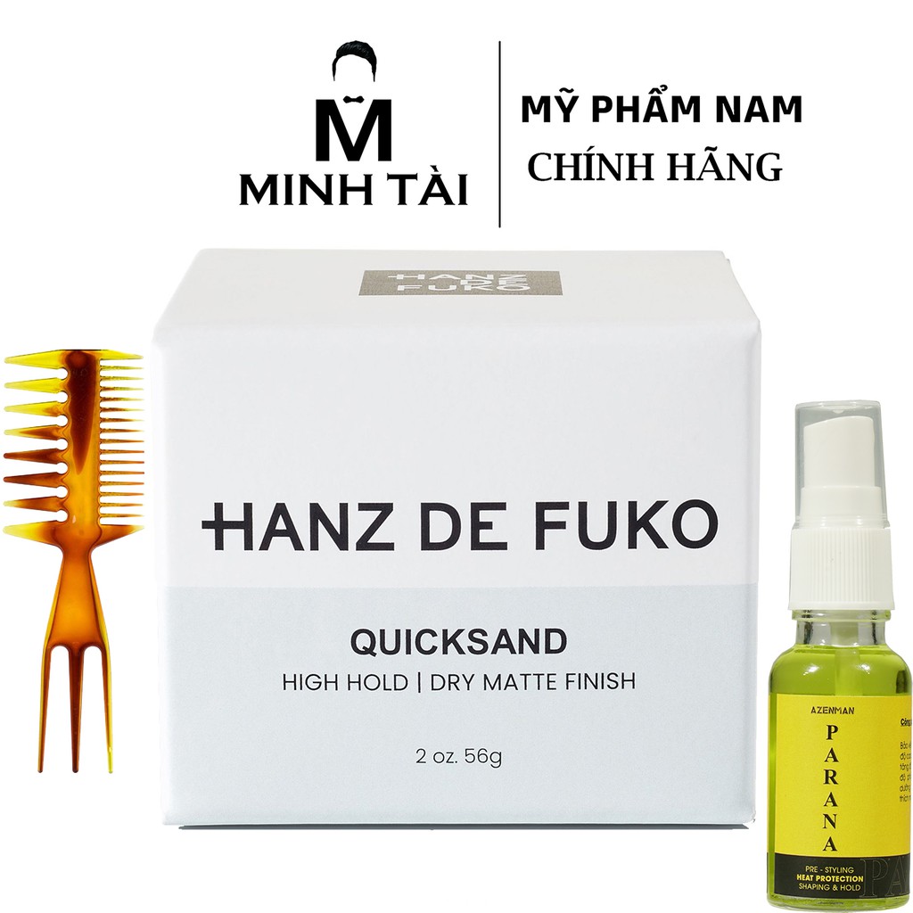 Sáp Vuốt Tóc Nam HANZ DE FUKO Quicksand 56g - Hàng Chính Hãng + Xịt Dưỡng Tóc Pre-styling Parana 20ml + Lược Tạo Kiểu