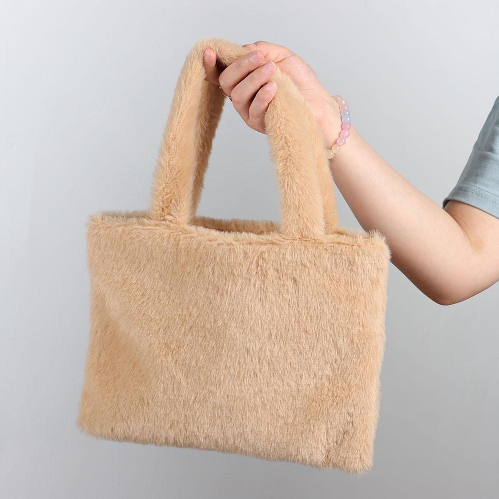 Túi Xách Đeo Vai Phối Lông Giả Thời Trang Thu Đông Cho Nữ