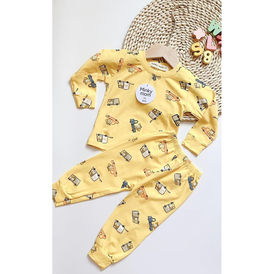 Bộ cotton 100%  Minky mom in hình con vật - ô tô cho bé trai và bé gái  chốt livetrearm