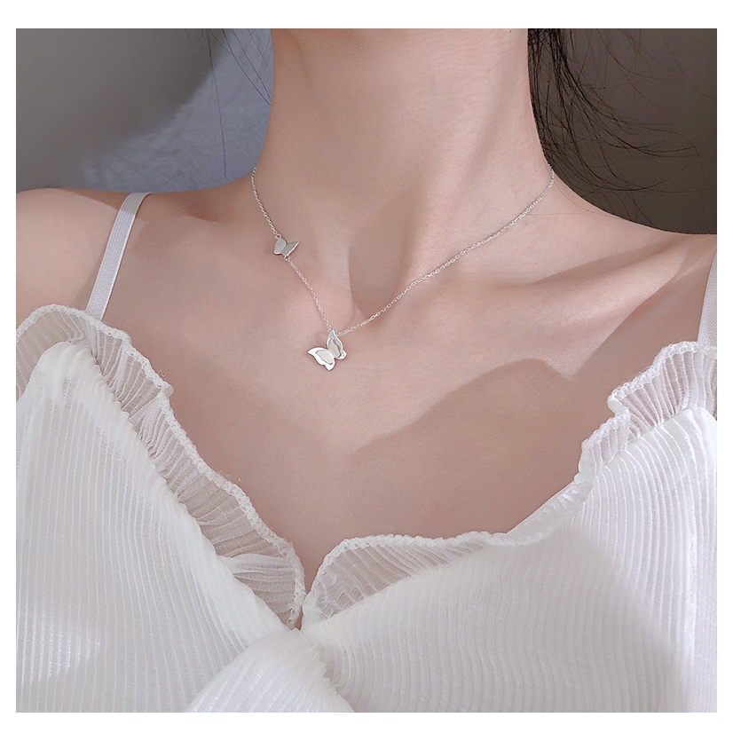 925 Silver Plated Beautiful Butterfly Necklace For Women
