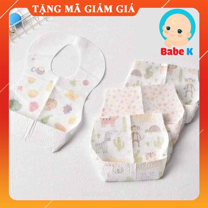 Gói 10 yếm giấy chống thấm dùng 1 lần, yếm ăn dặm cho bé của shop babe k nha