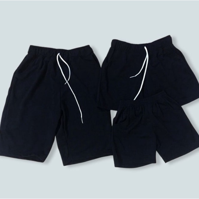 Quần đi biển gia đình màu ĐEN- chất liệu thun da cá, dày dặn, co giản tốt- Kiểu short ngắn SGQC