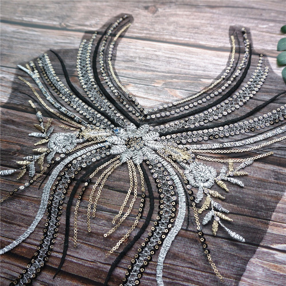 Vải Ren Thêu Hoa Đính Kim Sa Dùng May Váy Cưới diy