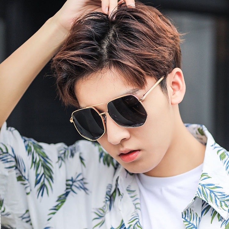 Kính mát nam cao cấp gọng kim loại Mắt kính tráng gương phân cực thiết kế đa giác bao ngầu dành cho nam và nữ