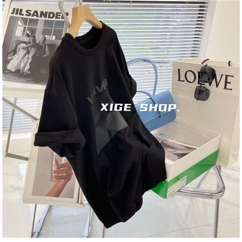 Áo phông 3158, áo thun tay lỡ form rộng chất cotton in chữ waves