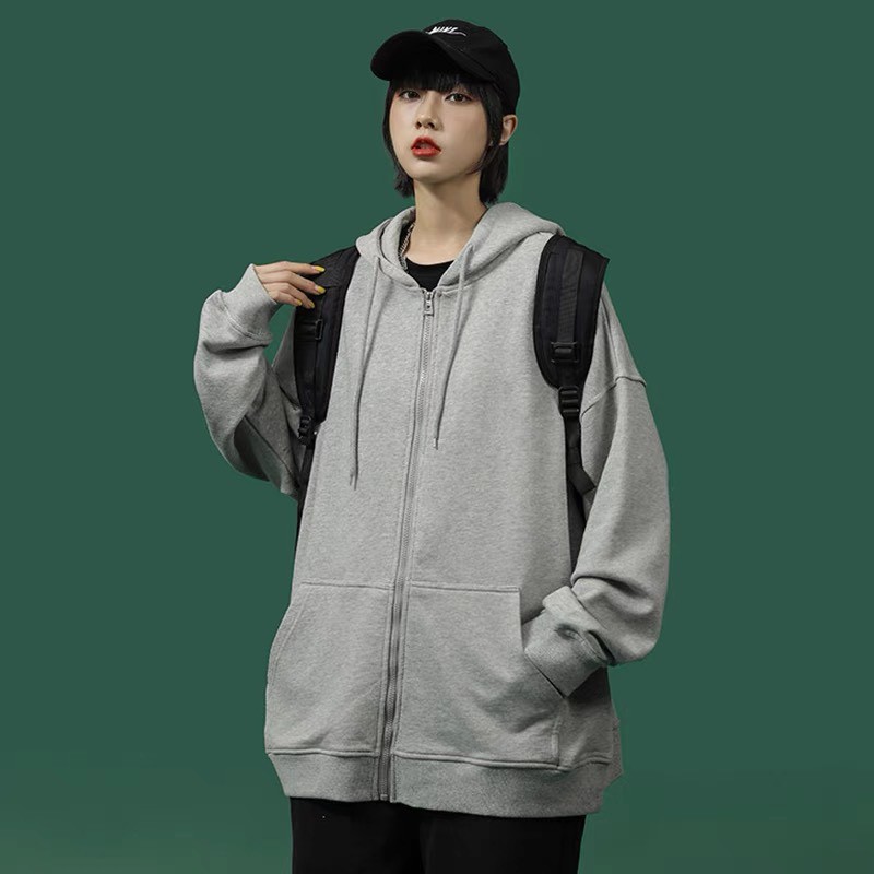 Áo khoác nỉ hoodie trơn Unisex - Nỉ tay dài form rộng có mũ dáng suông basic ulzzang nam nữ HOT RÔ STORE AK01