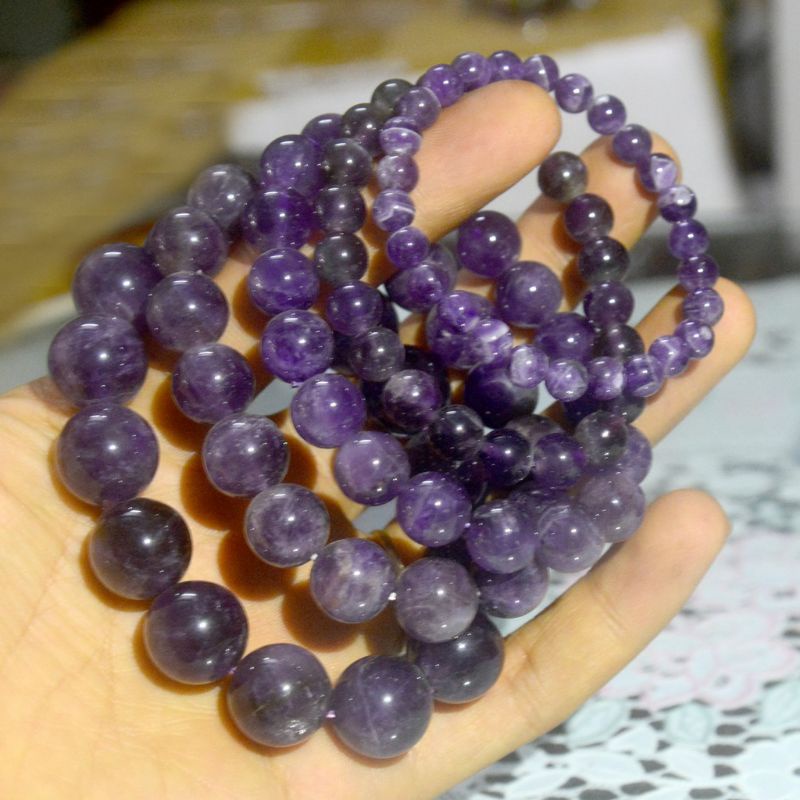 Vòng tay đá màu tím 8li 10li 12li thanh tẩy năng lượng tiêu cực