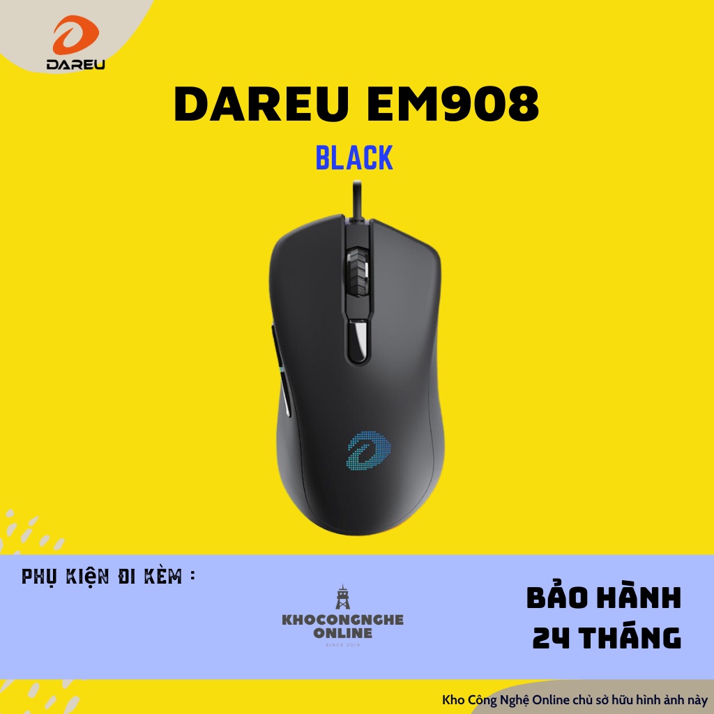 Chuột Gaming DAREU EM908 Pink / Black / White (LED RGB, BRAVO sensor)