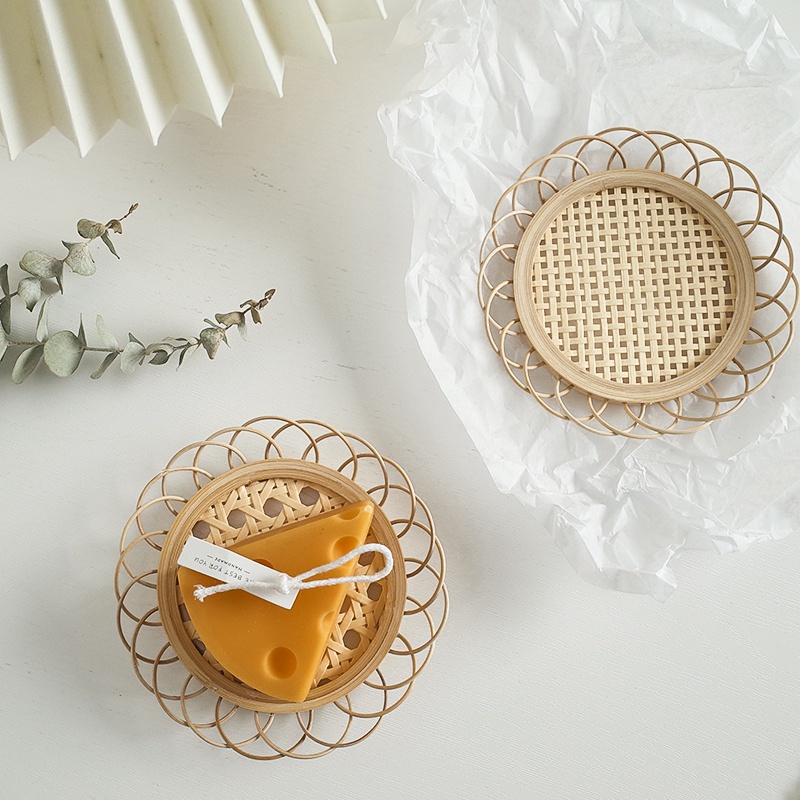 Đế lót ly bằng tre đan thủ công cách nhiệt tiện dụng