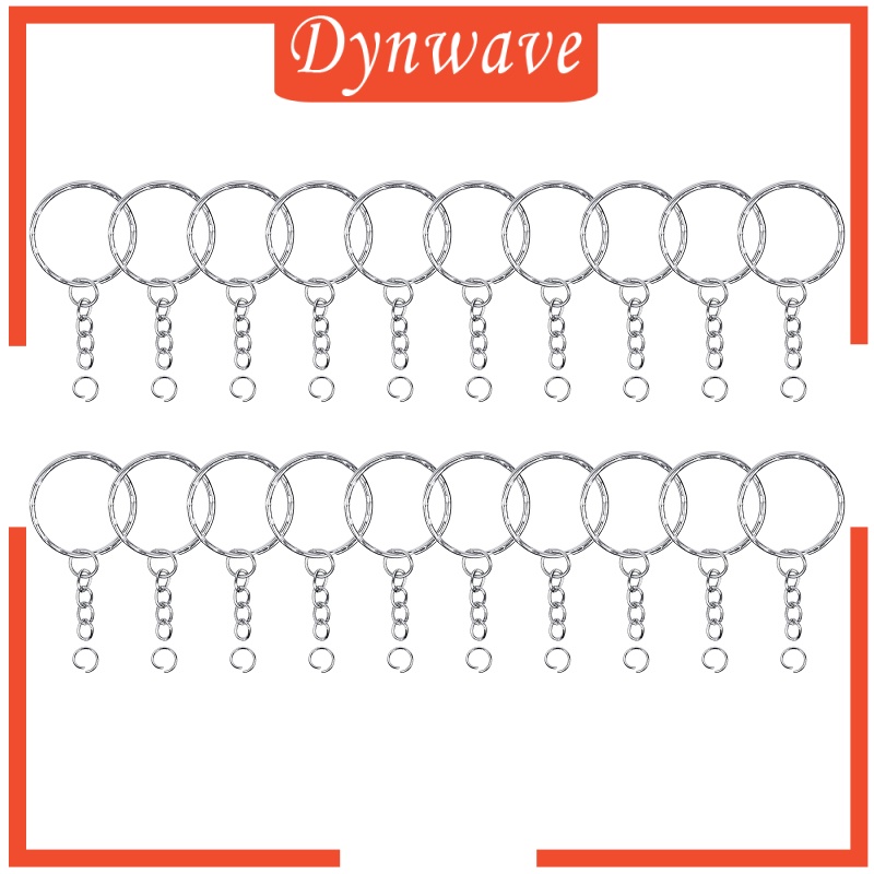 [DYNWAVE]100x Keyring Blanks Key Rings with Chain Opens Jump Rings