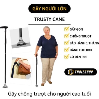 Gậy Trusty Cane cho người cao tuổi gấp gọn 3 lần dài 90cm có đèn Pin tiện lợi 2178