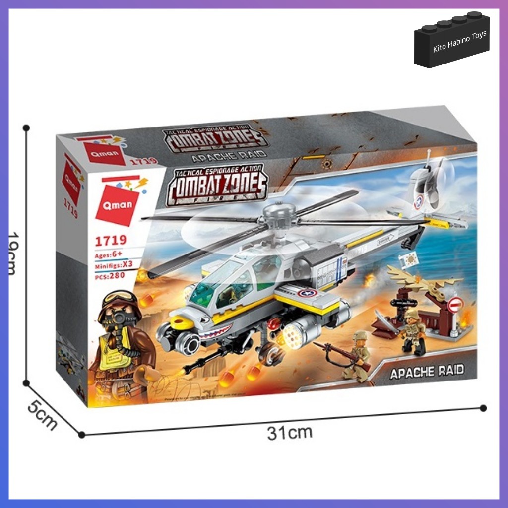 Bộ Lắp Ghép Đồ Chơi Lego Quân Sự Cho Trẻ Từ 6 Tuổi Qman 1719 Máy Bay Trực Thăng Chiến Cơ 280 Mảnh Ghép