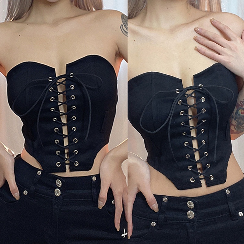 Brroa Áo Ống Croptop Không Dây Chéo Gợi Cảm Cho Nữ