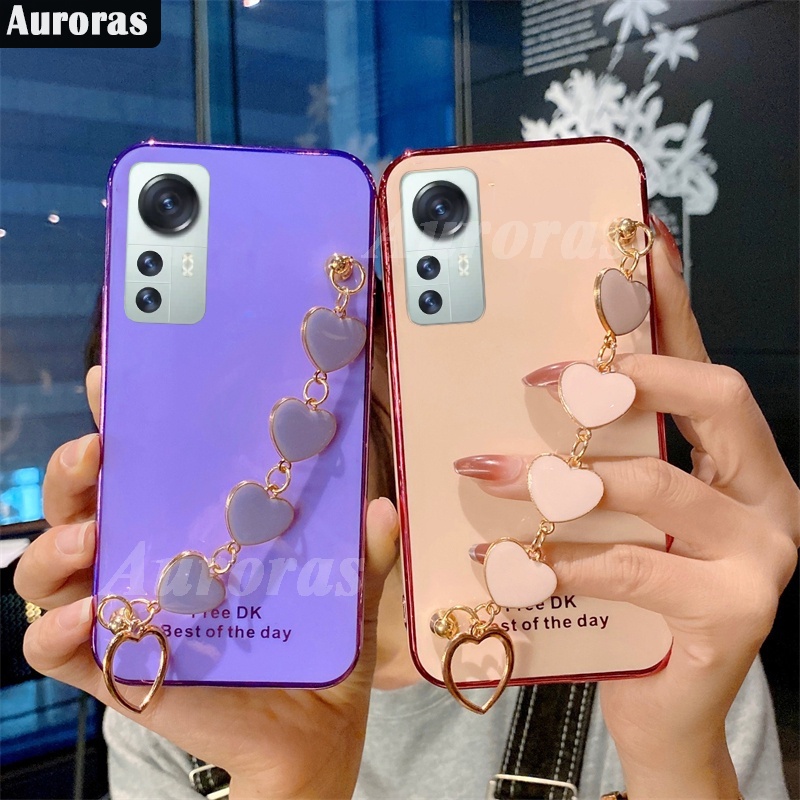 Ốp Điện Thoại Mạ Điện Sáng Bóng Có Vòng Tay Trái Tim Cho Xiaomi 12 Pro Mi 12 Pro