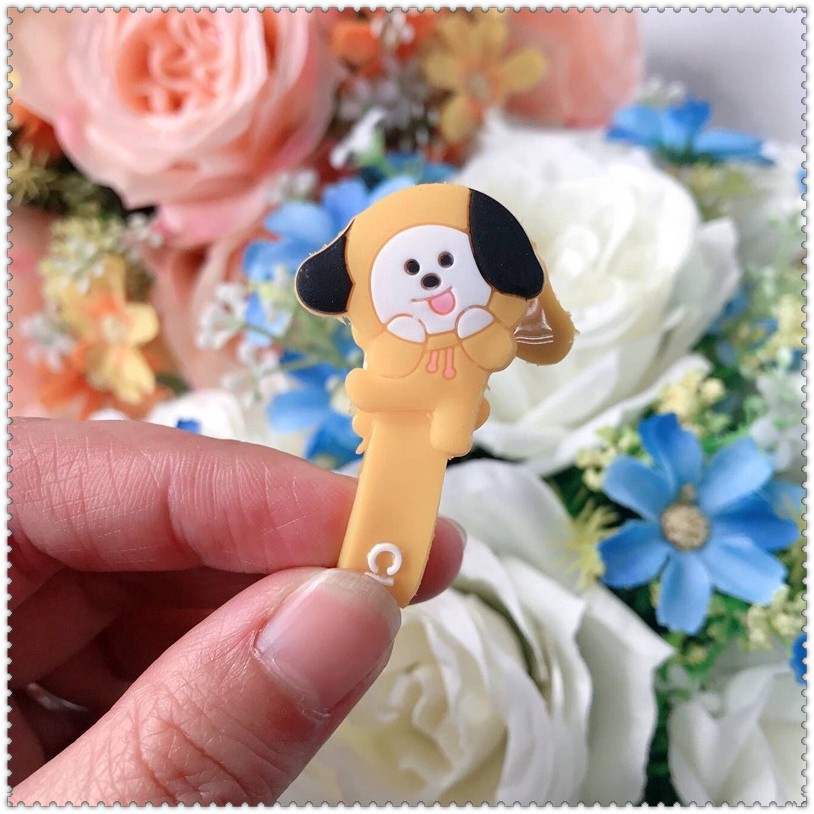 ◐ Cuộn Dây Cáp chimmy / cooky / tata / koya / rj / Xoài / shooky - kpop ◑ 1 Dụng Cụ Quấn Dây Cáp Bằng Silicon Họa Tiết Hoạt Hình Dễ Thương Tiện Dụng