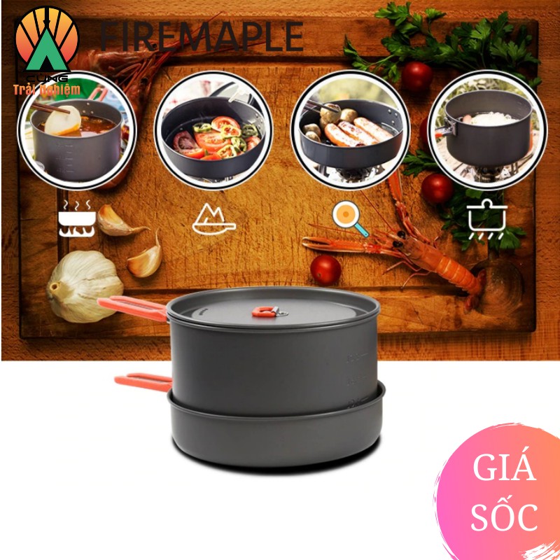 [CHÍNH HÃNG] COMBO Nồi Chảo Nấu Ăn 3 Trong 1 Fire Maple Feast 3 Gọn Nhẹ Chuyên Dụng Cho Dã Ngoại, Cắm Trại Ngoài Trời