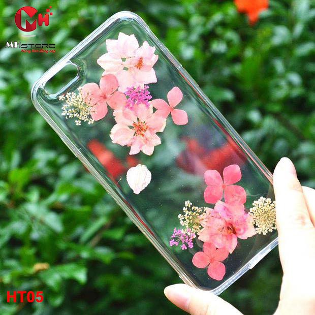 Ốp lưng hoa thật ép khô dành cho Iphone HT05