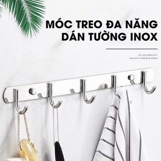 Móc treo tường, móc gắn tường treo quần áo inox từ 5 đến 8 mấu