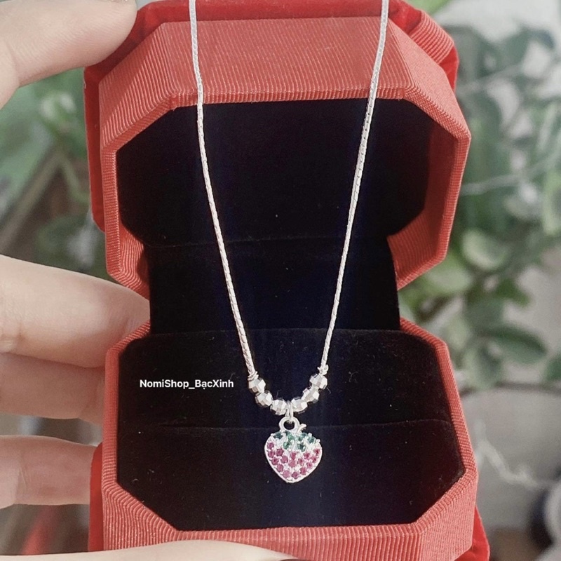 Dây chuyền bạc mặt dâu tây cho bé gái, ngọt ngào xinh xắn Mainomi Shop Bạc Xinh