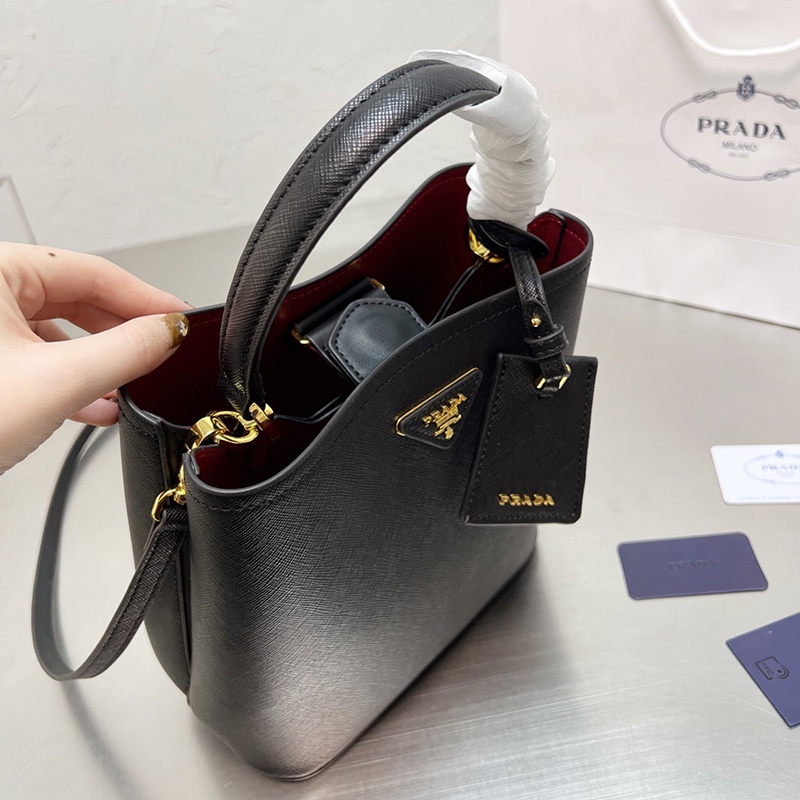PSO0 PRADA  Galleria Collection Bucket Bag Saffiano Leather Women's Fashion Style Shoulder Bag2022
