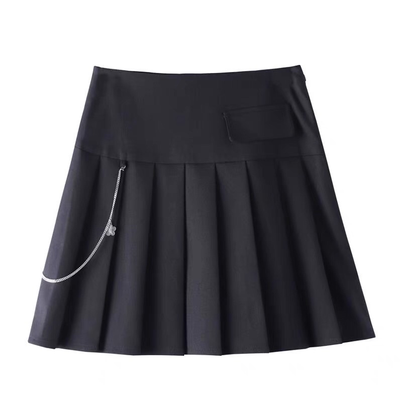 Chân váy đen xếp li Peacebird