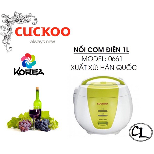 Nồi cơm điện Cuckoo ♥️𝐅𝐑𝐄𝐄 𝐒𝐇𝐈𝐏♥️ CR 0661 - Nồi cơm điện cơ 1L công nghệ Hàn Quốc